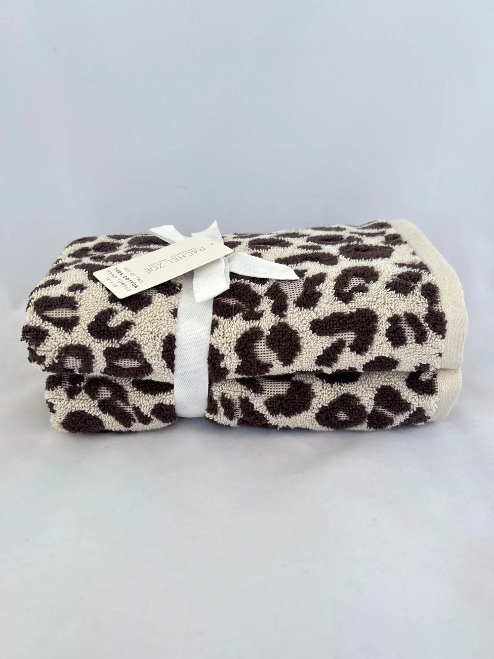NWT Rachel Zoe Leopard Hand Towels Set of 2 Animal Cheetah Print MobWife
